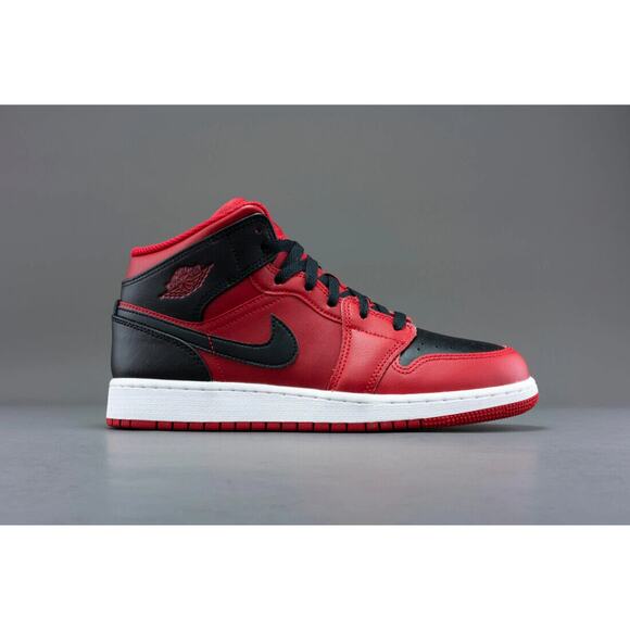 Air Jordan 1 Mid GS Shoes Reverse Bred Black Red Sneakers 554725 660 - SIZE 6.5Y main image 5